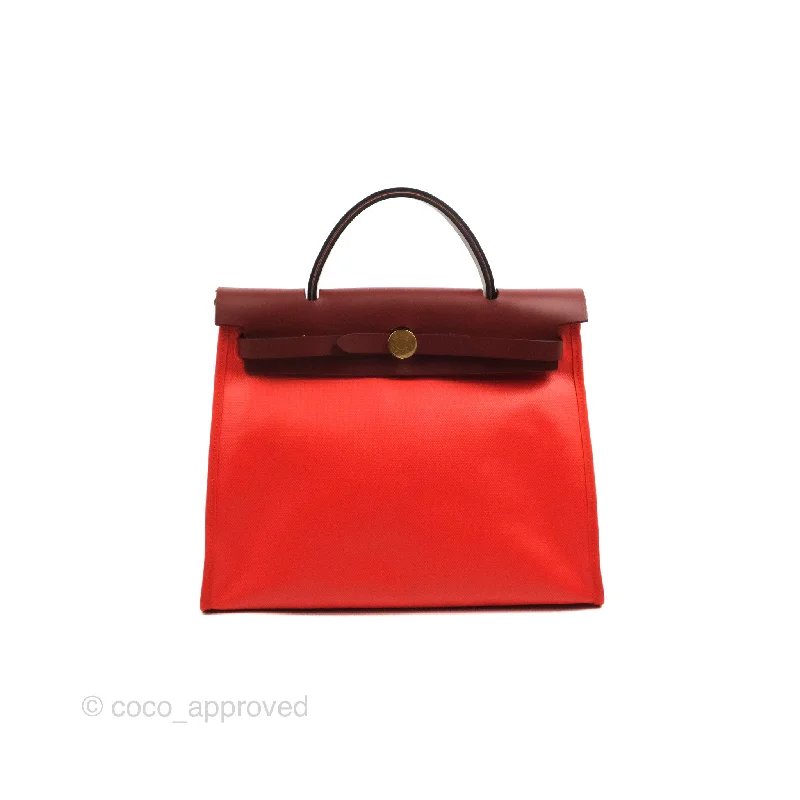 Hermès Herbag Zip 31 Toile H Berline Orange Meca/Rouge H Gold Hardware