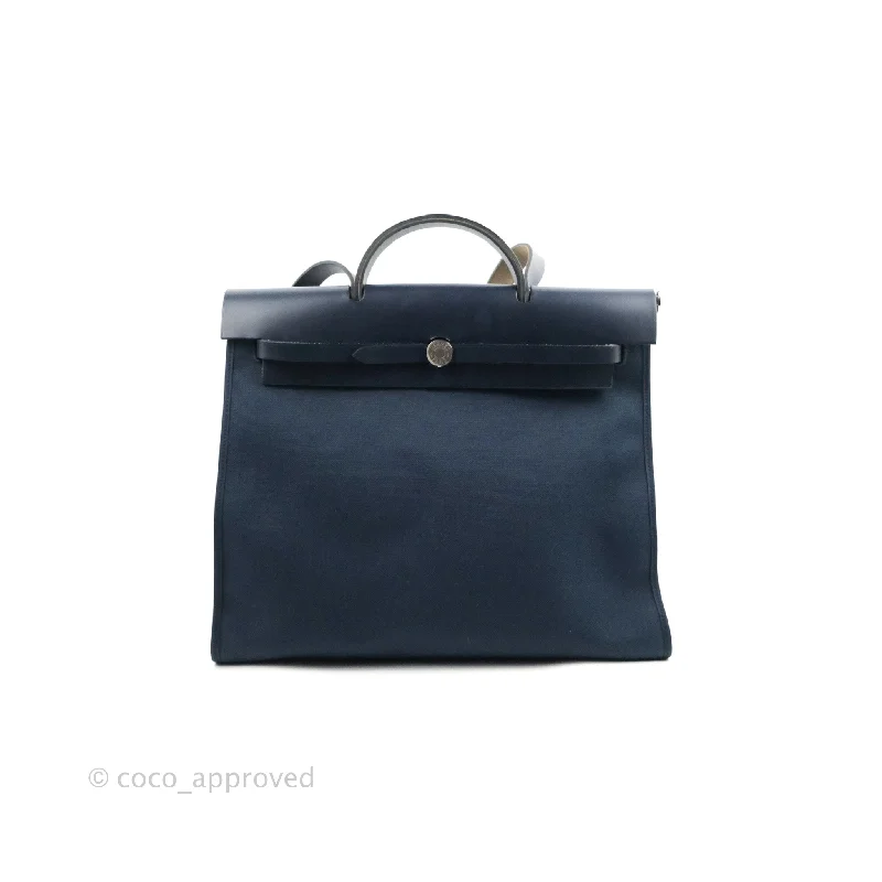 Hermès Herbag Zip 39 Navy Canvas Palladium Hardware