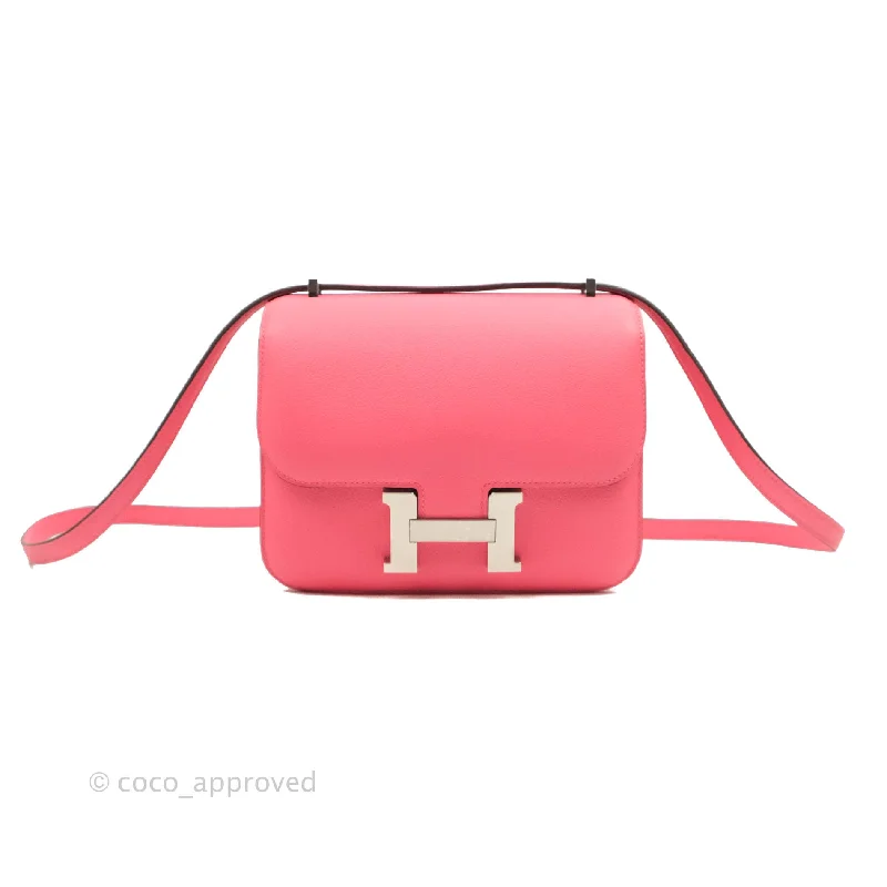 Hermès Constance Mini 18cm Rose Azalee Evercolor Palladium Hardware