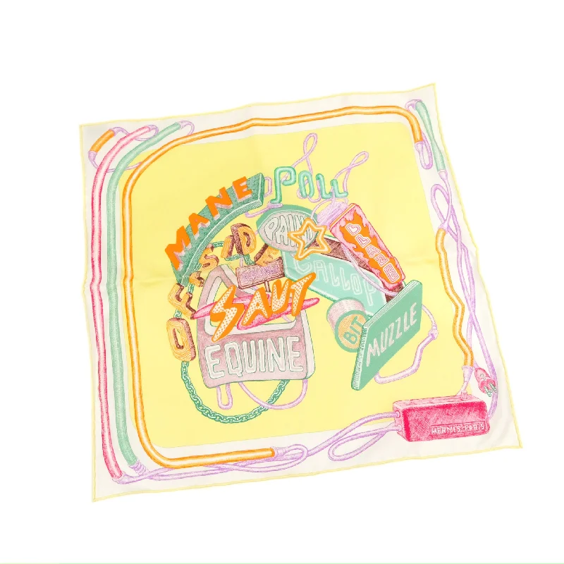 Hermes Chevaloscope Neon Silk Scarf 45