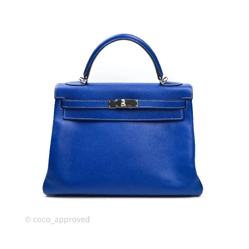 Hermès Kelly 32 Bleu Electrique Epsom Palladium Hardware