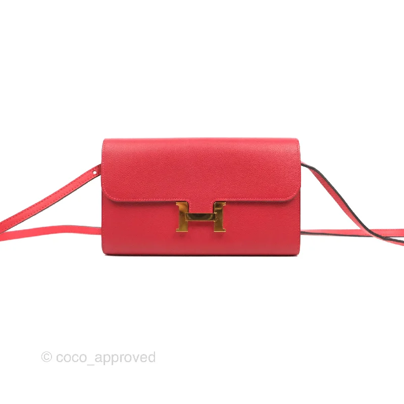 Hermès Constance Long Wallet Rouge Casaque Evercolour Gold Hardware