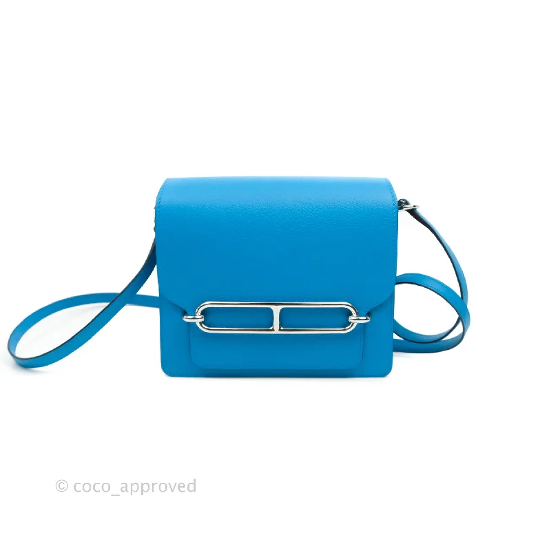 Hermès Roulis Mini 18 Bleu Frida Evercolor Palladium Hardware