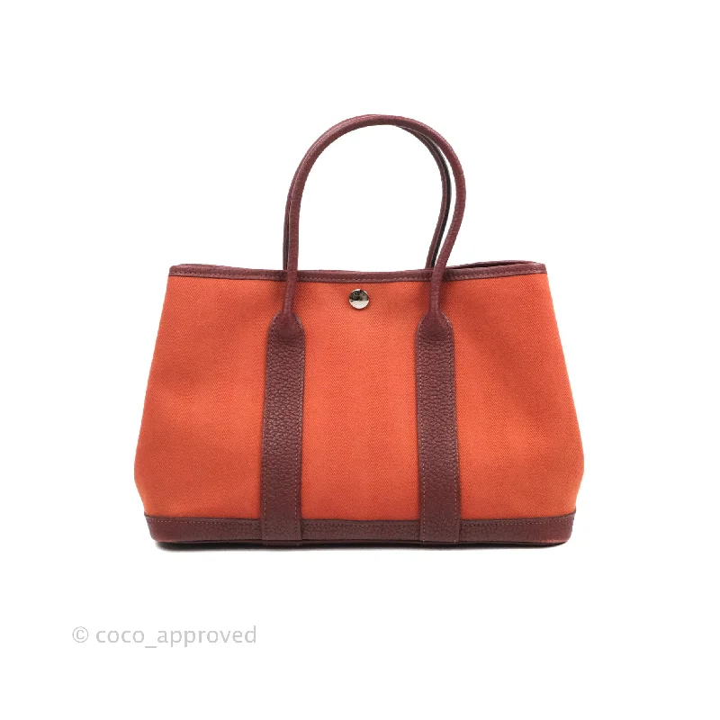 Hermes Garden Party 30 Brick/ Burgundy Canvas Negonda