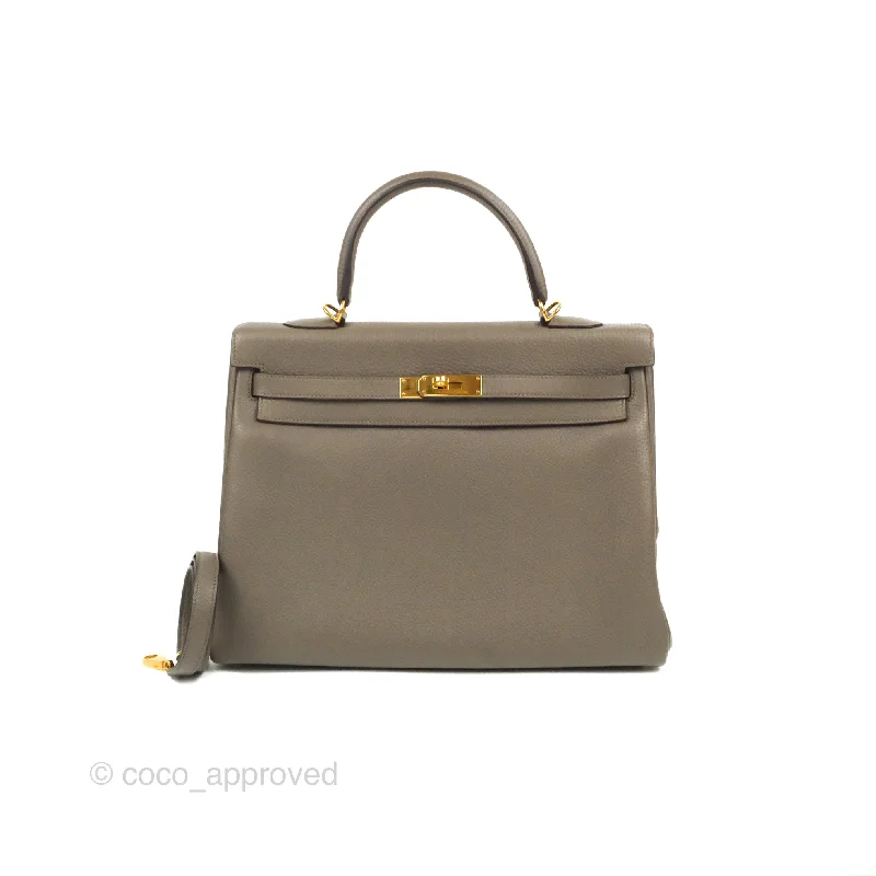 Hermès Kelly 35 Retourne Etain Clemence Gold Hardware