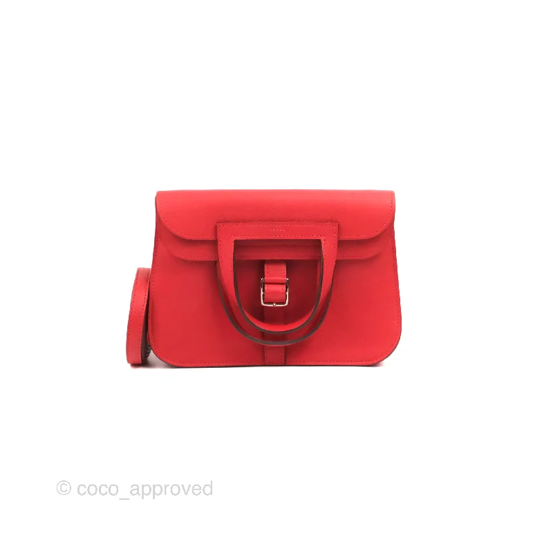 Hermès Halzan 22 Mini Red Swift Palladium Hardware