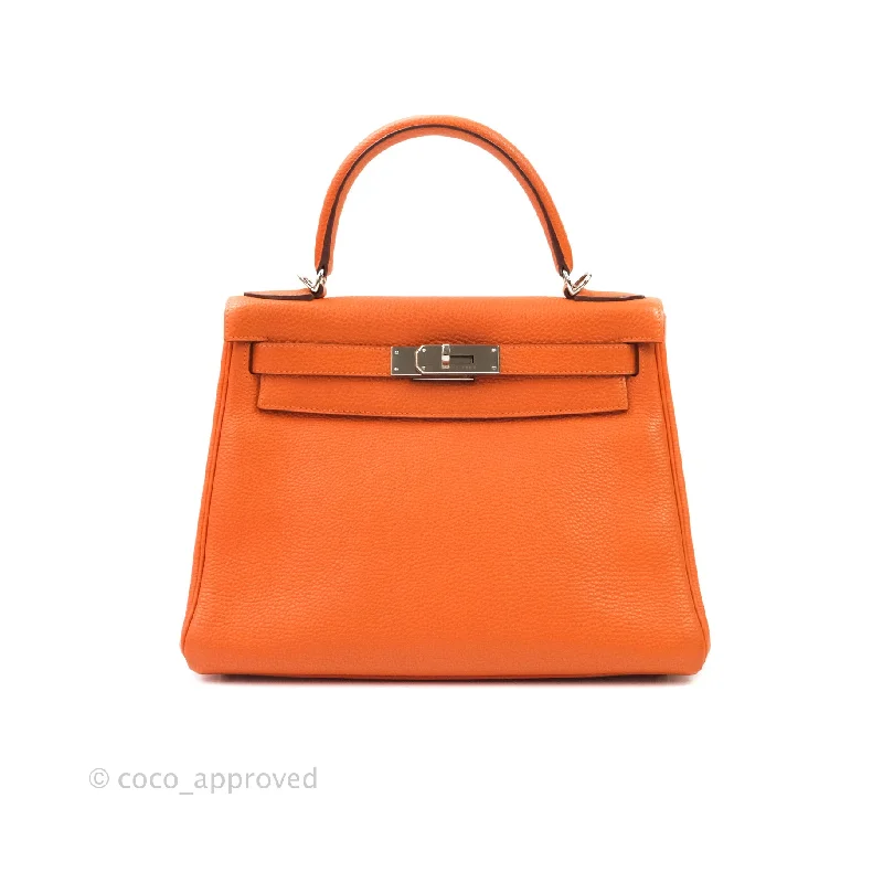 Hermès Kelly 28 Orange Palladium Hardware Togo