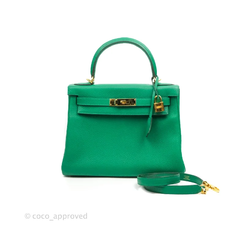 Hermès Retourne Taurillon Kelly 28 Vert Vertigo Clemence Gold Hardware