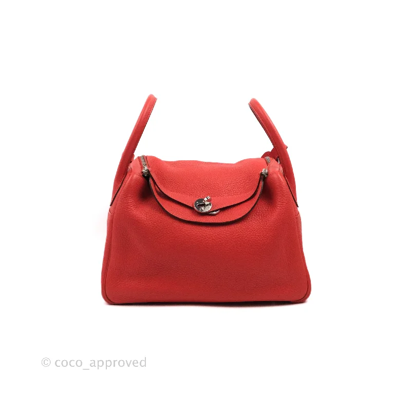 Hermès Lindy 30 Red Clemence Palladium Hardware