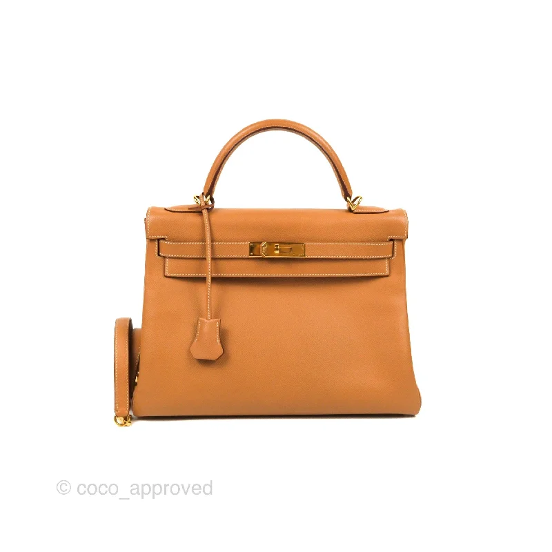 Hermès Kelly 32 Retourne Natural Epsom Gold Hardware