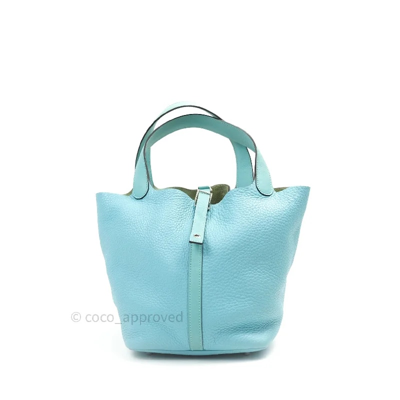 Hermès Picotin 22 Clemence Blue Atoll Palladium Hardware