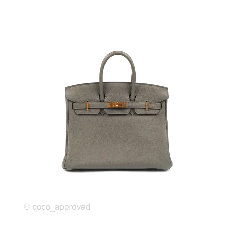 Hermes Birkin 25 Retourne Etain Togo Rose Gold Hardware