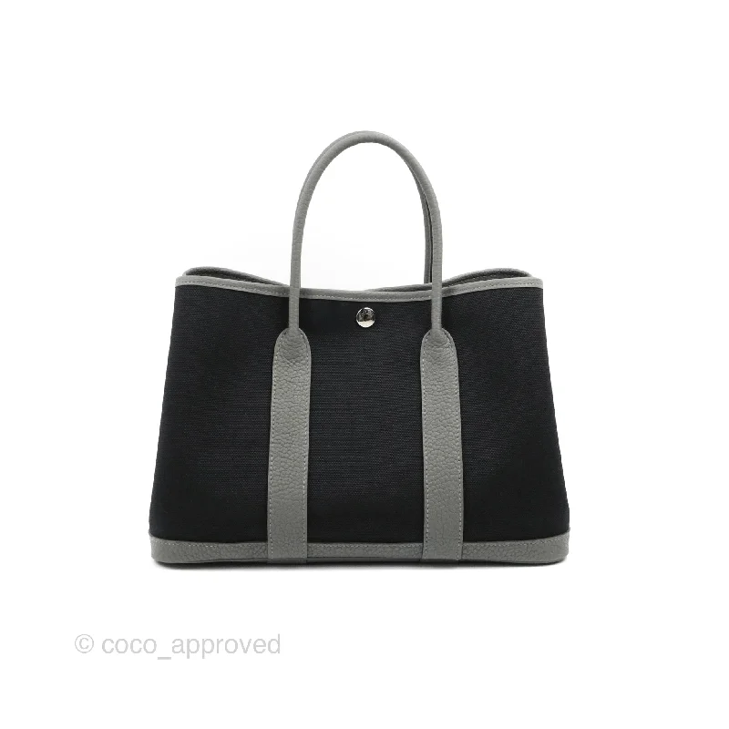 Hermès Garden Party 30 Canvas Black 89/Gris Meyer 0L