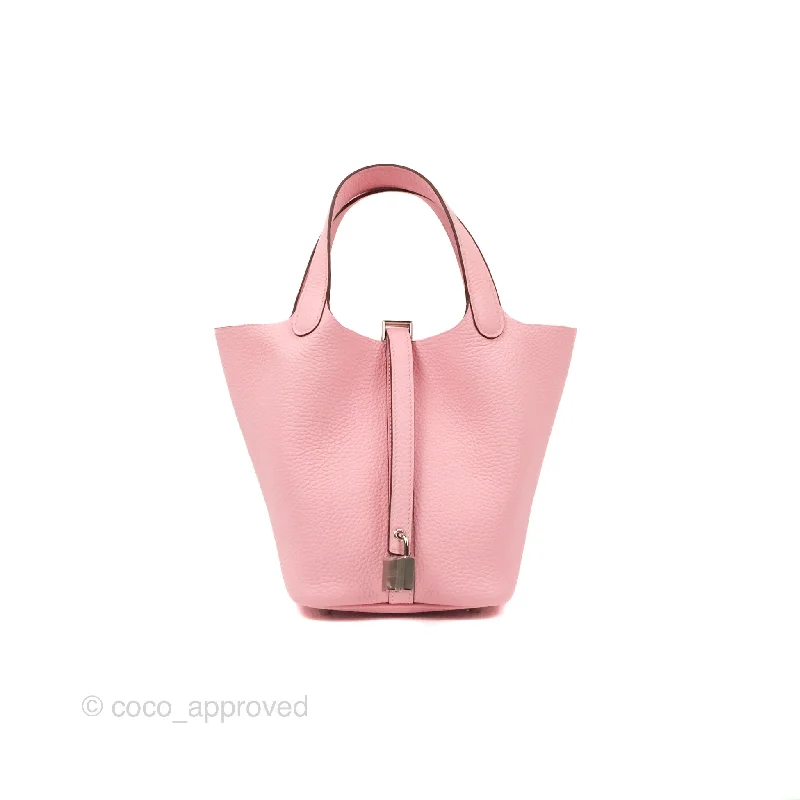 Hermès Picotin 18 Rose Sakura Clemence Palladium Hardware