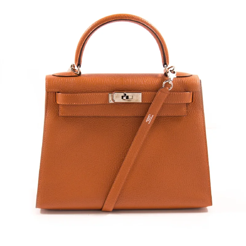 Hermès Kelly 28 Sellier Orange Chevre Mysore