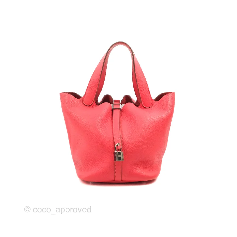 Hermès Picotin 22 Rouge Pivoine Clemence Palladium Hardware