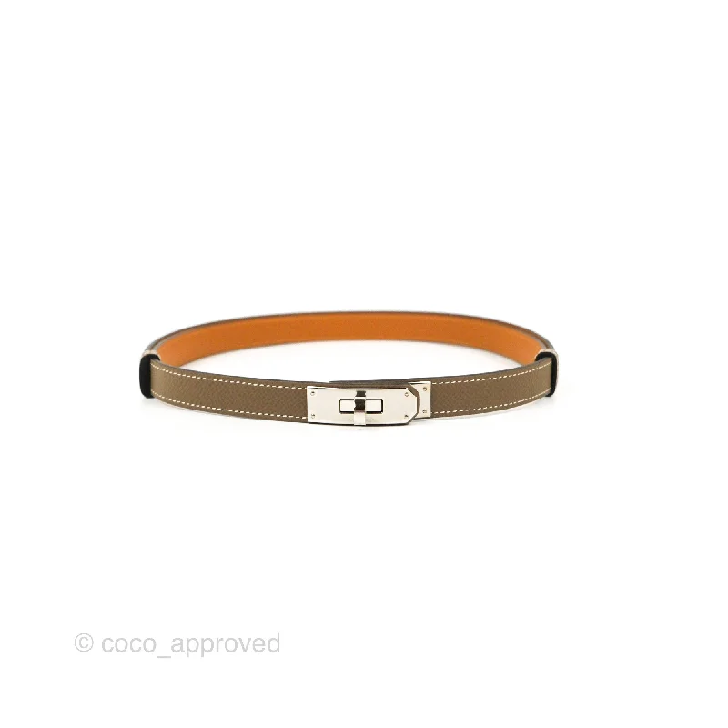 Hermès Kelly Buckle Belt Etoupe Epsom Palladium Hardware