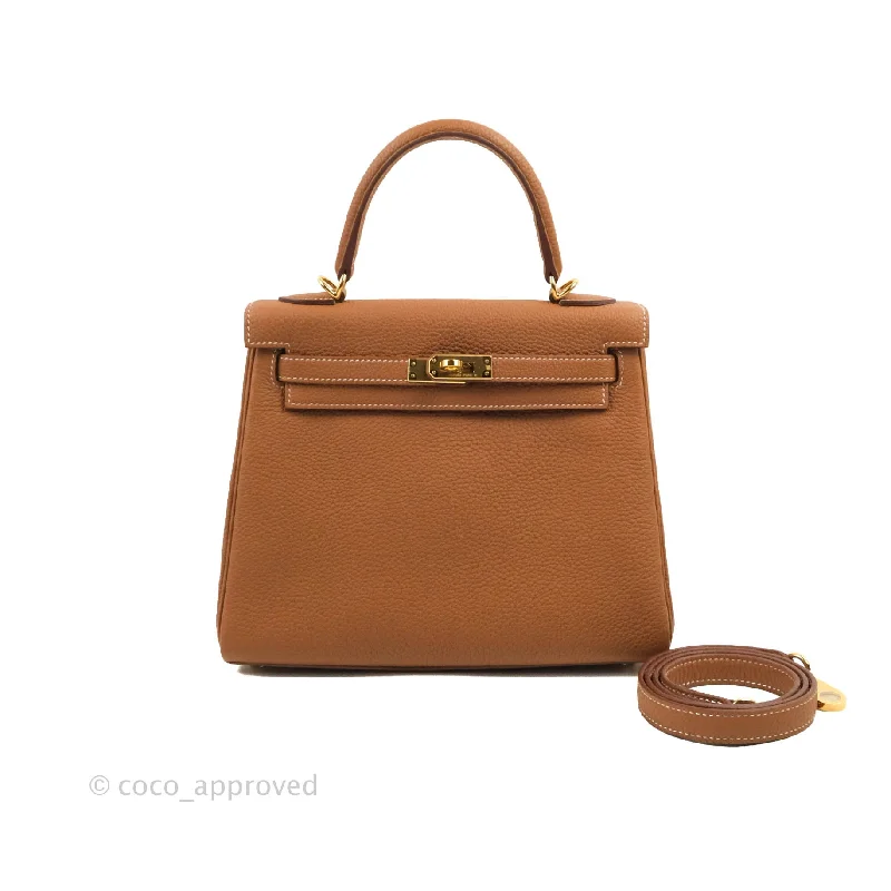 Hermès Retourne Kelly 25 Gold Togo Gold Hardware