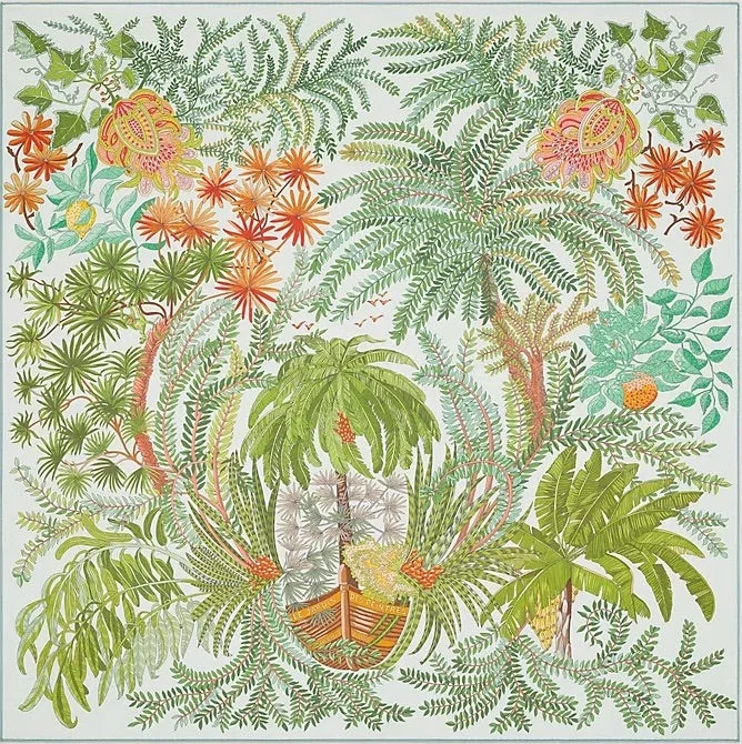 Hermes Le Jardin des Peintres Double Face Scarf 90