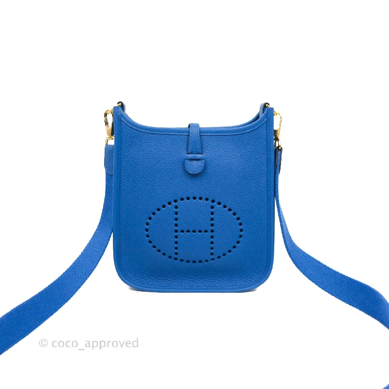 Hermès Clemence Mini Evelyne Blue Hydra Gold Hardware