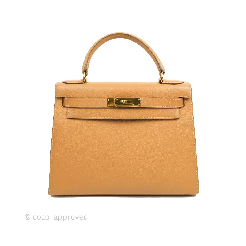 Hermès Vintage Kelly 28 Gold Natural Courchevel Sellier Gold Hardware