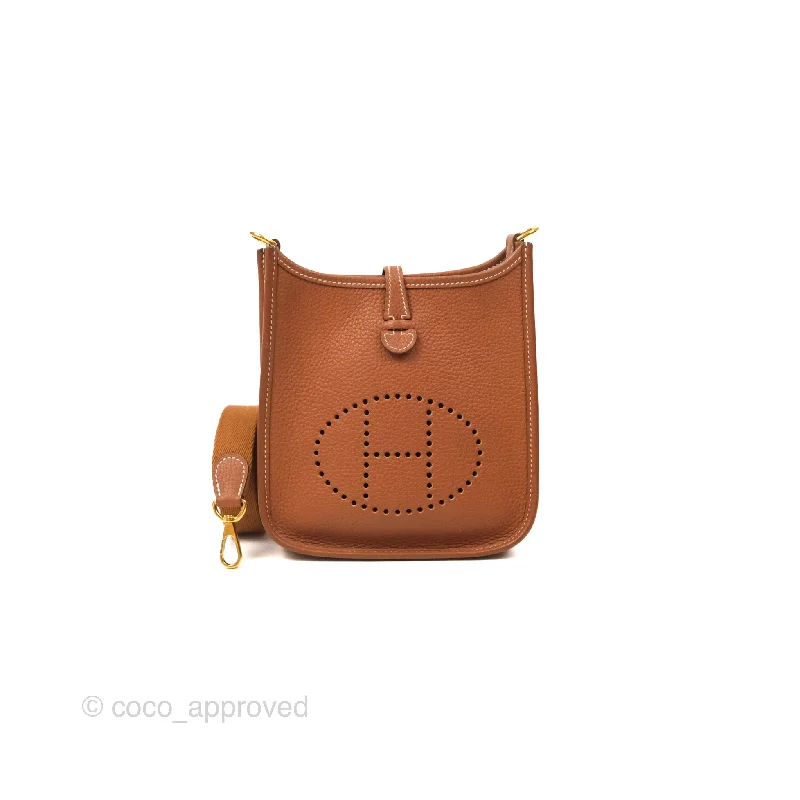 Hermès Mini Evelyne 16 Gold Clemence Gold Hardware