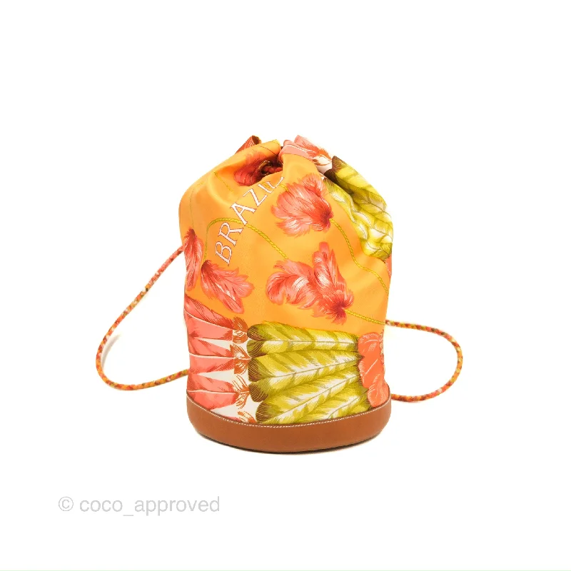 Hermes Sac Soie Cool Drawstring Backpack Orange