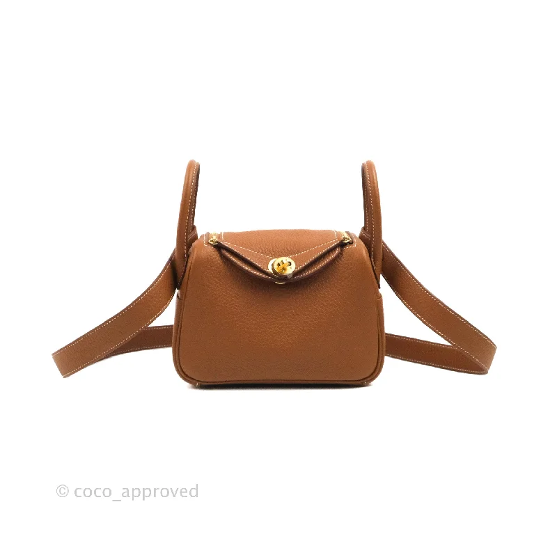 Hermès Mini Lindy 20 Gold Clemence Gold Hardware