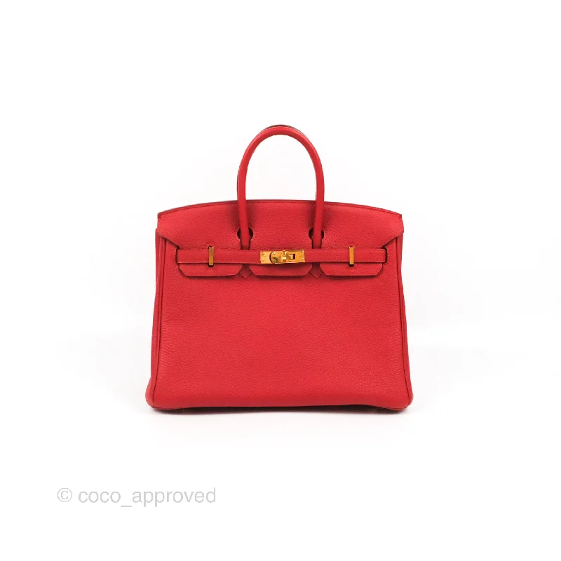 <DM/Email to purchase> Hermes Birkin 25 Togo Rouge Vermillon Gold Hardware