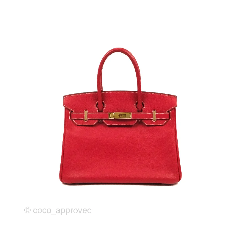 Hermès Candy Birkin 30 Rouge Casque/Blue Thalassa Epsom Permabrass Hardware