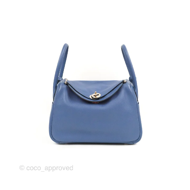 Hermès Lindy 26 Bleu Brighton/ Capucine Swift Palladium Hardware