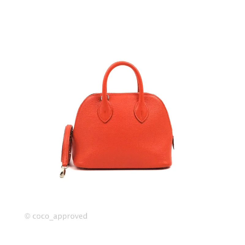 Hermès Bolide Mini 1923 Chevre Mysore Orange Poppy Palladium Hardware