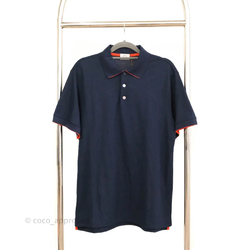 Hermès Men's Navy Polo Shirt Size M