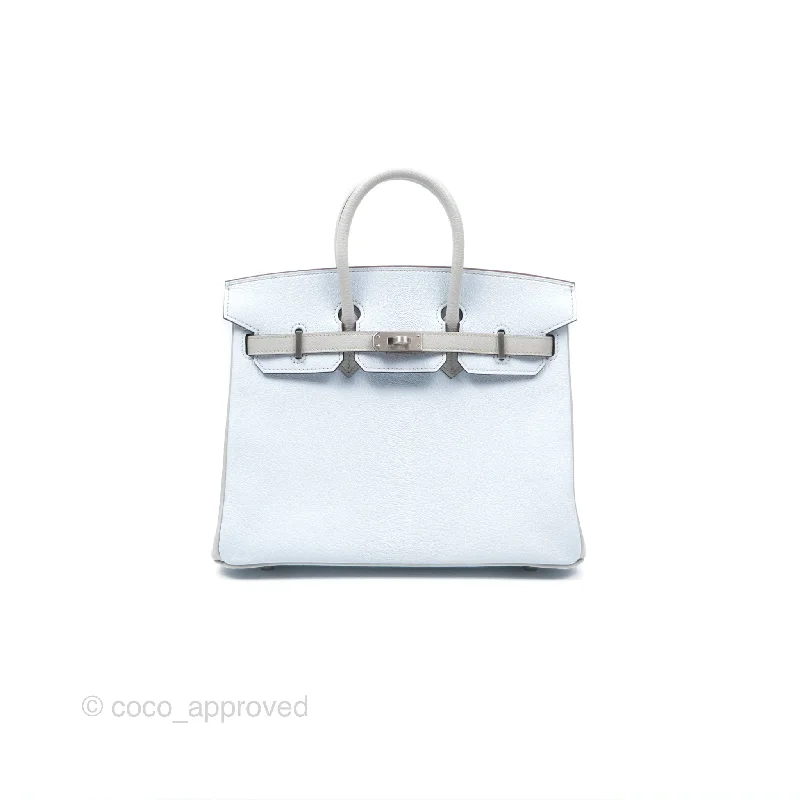 Hermès Birkin 25 Retourne HSS Blue Brume T0/ Gris Perle 80 Chevre Mysore Palladium Hardware