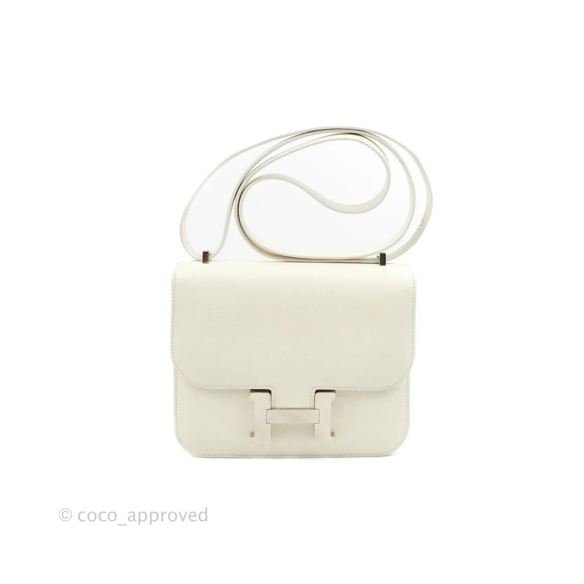 Hermès Constance HSS Mini 18cm White Evercolor Palladium Hardware