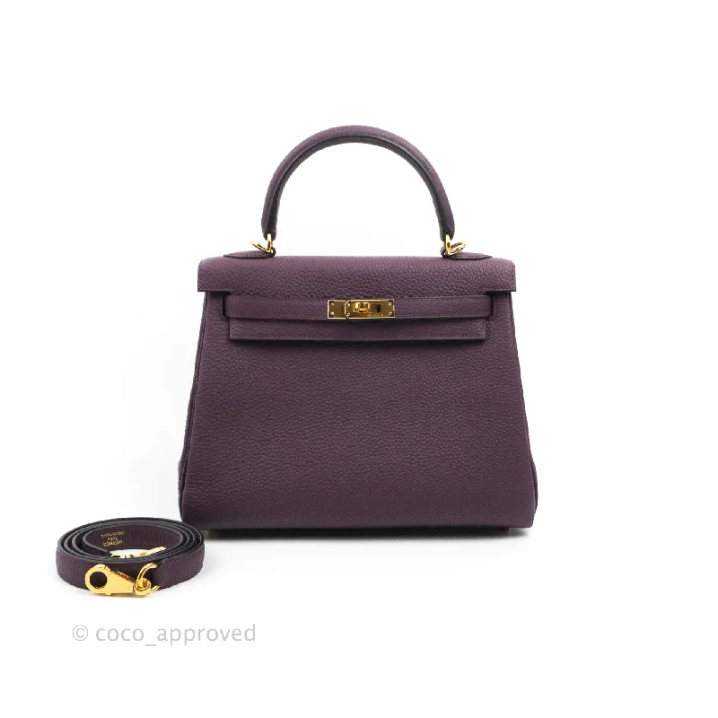 Hermès Retourne Kelly 25 Cassis Gold Hardware