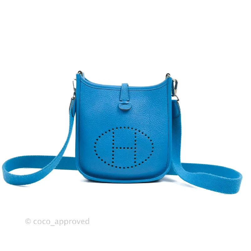 Hermès Mini Evelyne 16 Bleu Zanzibar Clemence Palladium Hardware