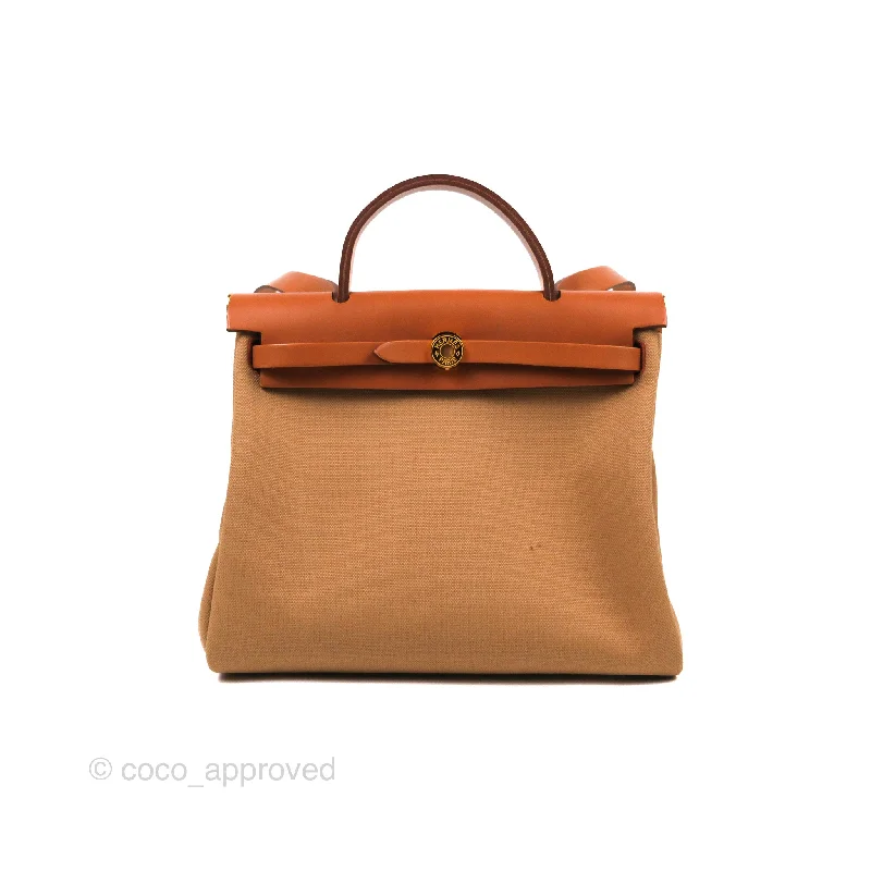 Hermès Herbag Zip Retourne 31 Chai 0M/Fauve 34 Canvas Gold Hardware