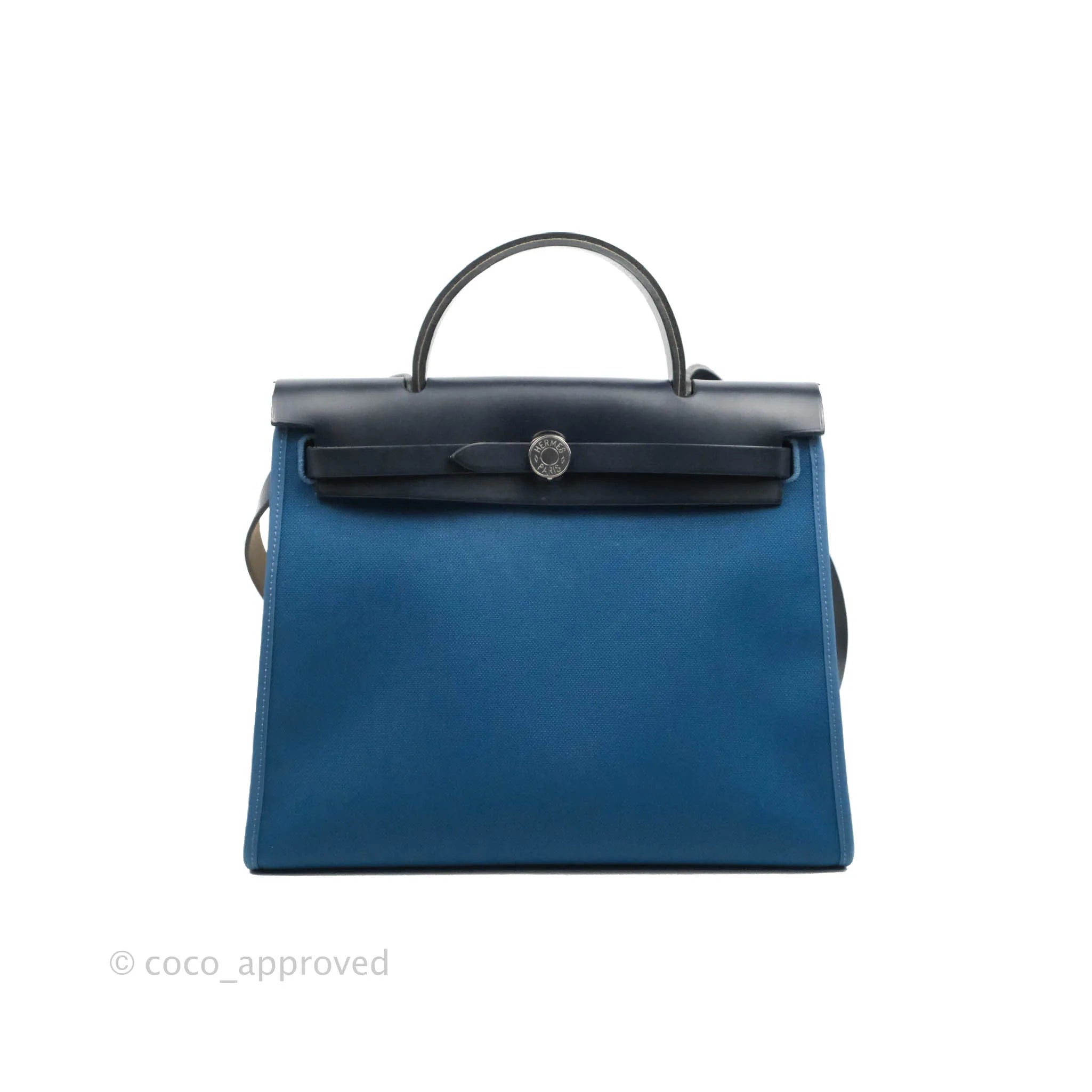 Hermès Herbag Zip 31 Bleu Ocean/Bleu Indigo Canvas Palladium Hardware