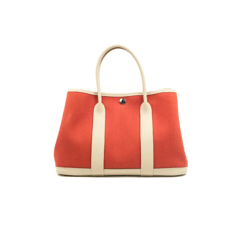 Hermes Garden Party 30 Red/Craie Canvas Negonda