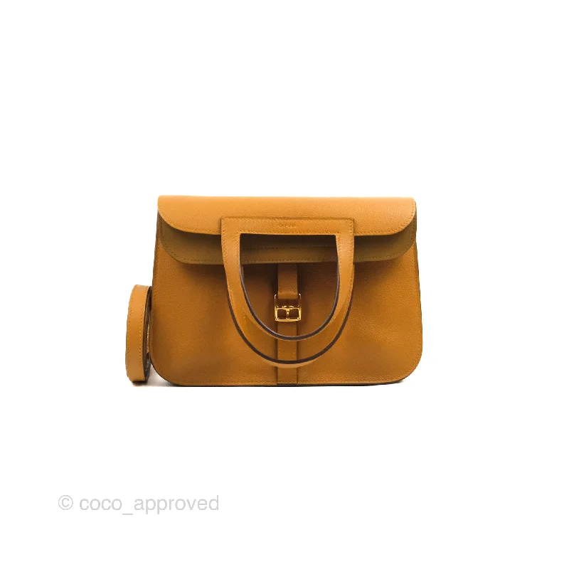 Hermès Halzan 25 Caramel Evercolour Gold Hardware