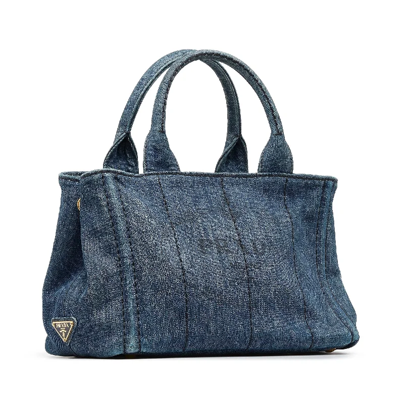 Prada Canapa Logo Denim Satchel