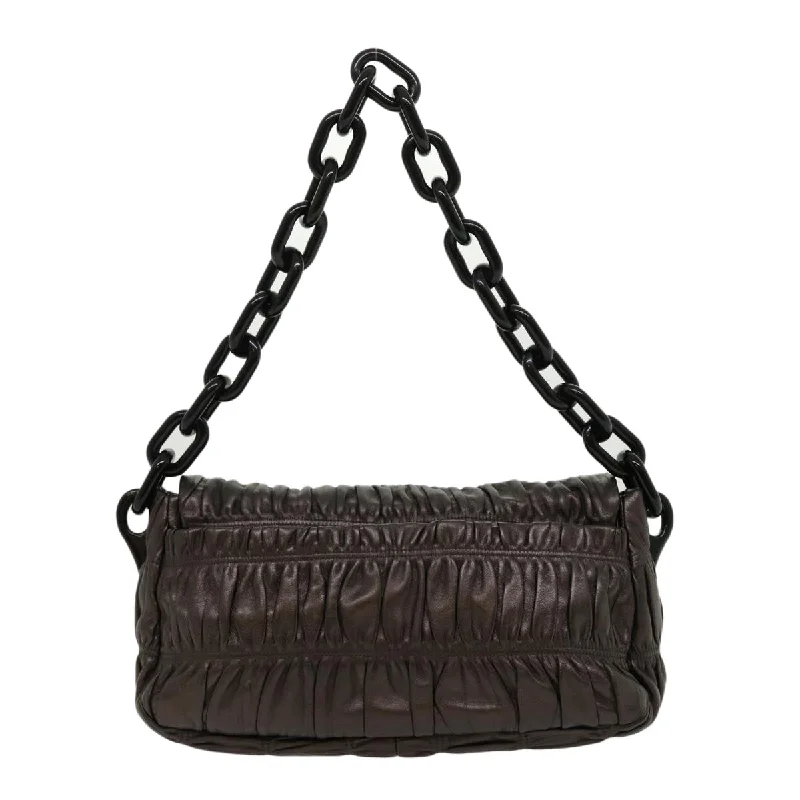 Prada Chain Shoulder Bag Leather Brown  am2634g