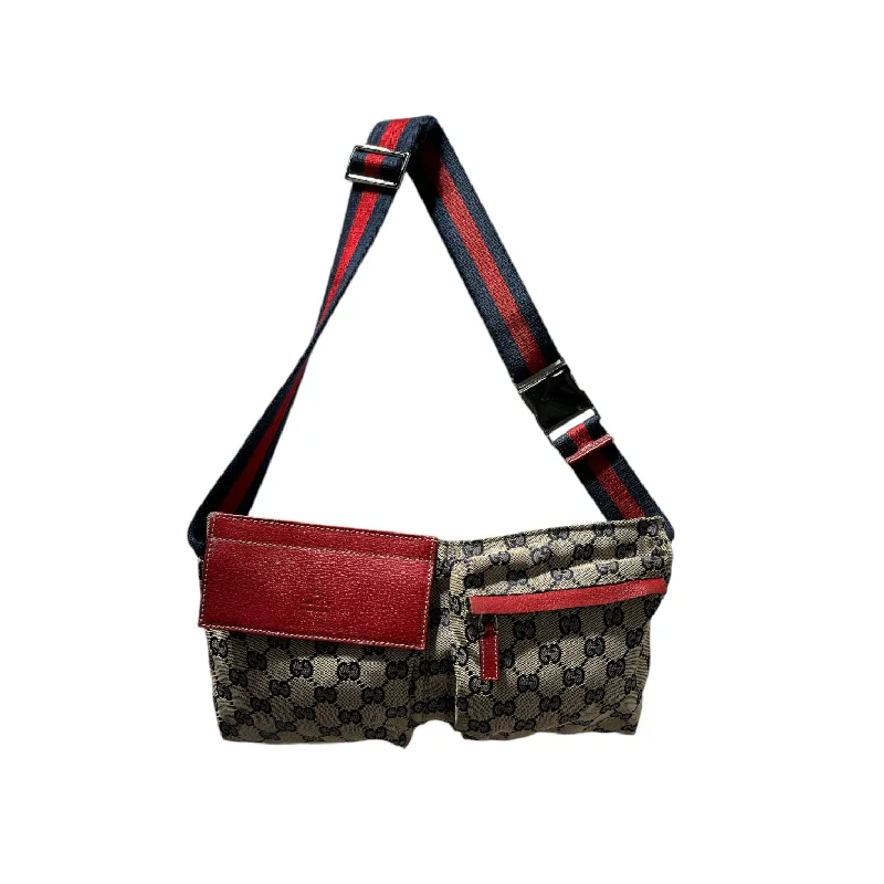 GUCCI/Fanny Pack/Monogram/Cotton/BEG/GG CANVAS DOUBLE POCKET BELT