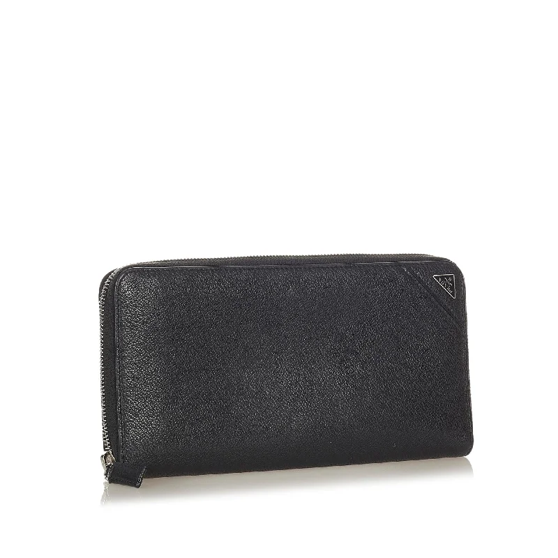 Prada Zip Around Leather Long Wallet 23521