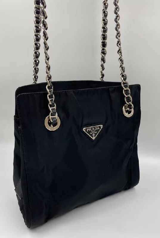 Prada Nylon Tote with Chain Handle