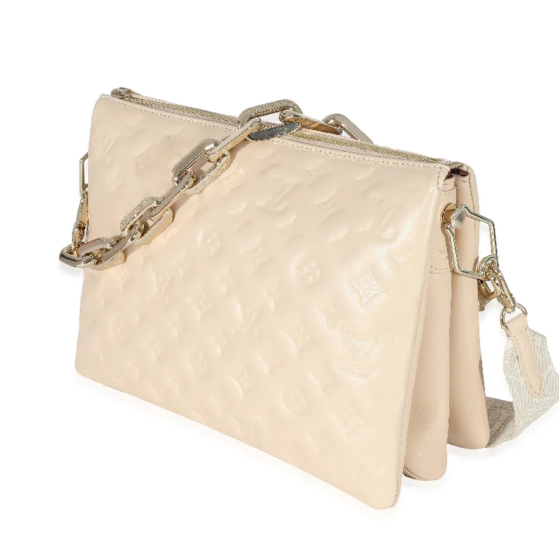 Louis Vuitton Cream Monogram Puffy Lambskin Coussin MM