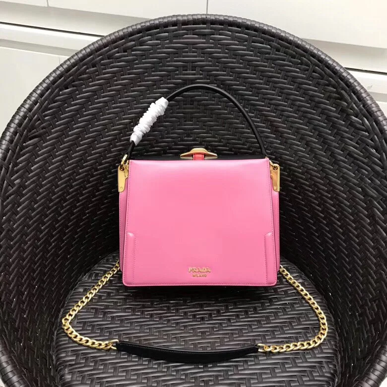 Prada Belle Bag In Pink/Black Calf Leather