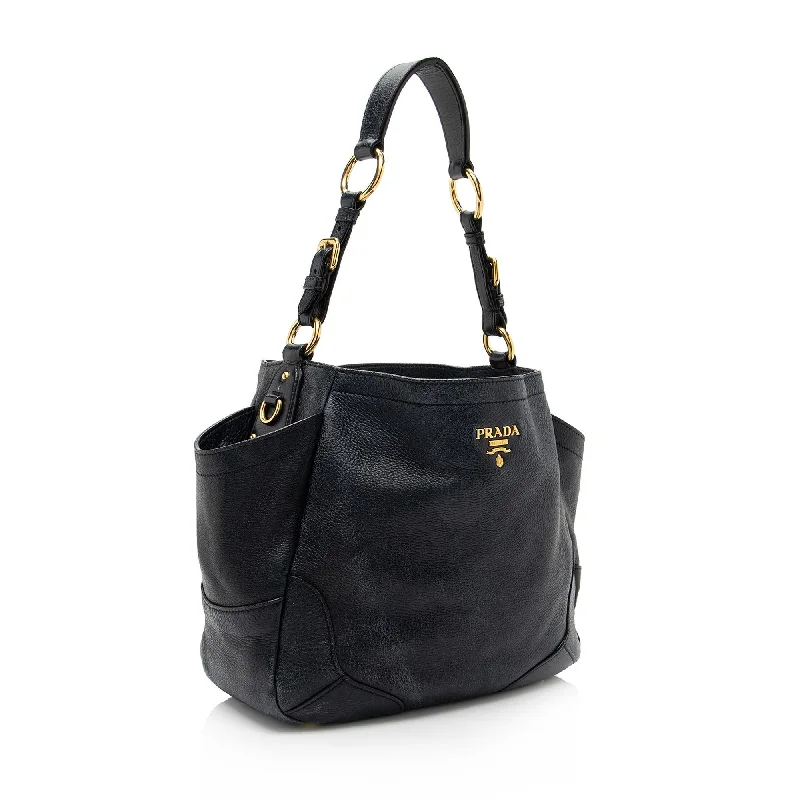 Prada Vitello Daino Side Pocket Hobo 23004