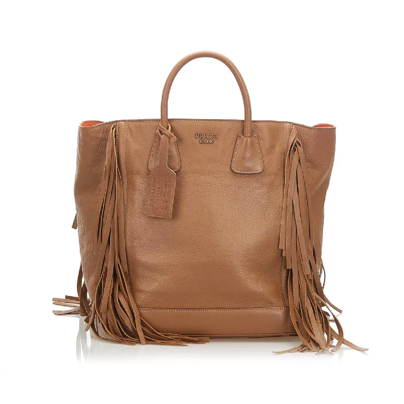 Prada Fringe Leather Tote Bag (SHG-18592)